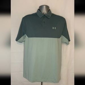 Under Armour Heatgear The Performance Polo Green Logo Shirt Mens Medium